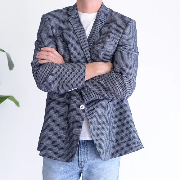 Soul of London Printed Navy Blue with Floral Lining Button Up Fitted Blazer - Picture 3 of 16